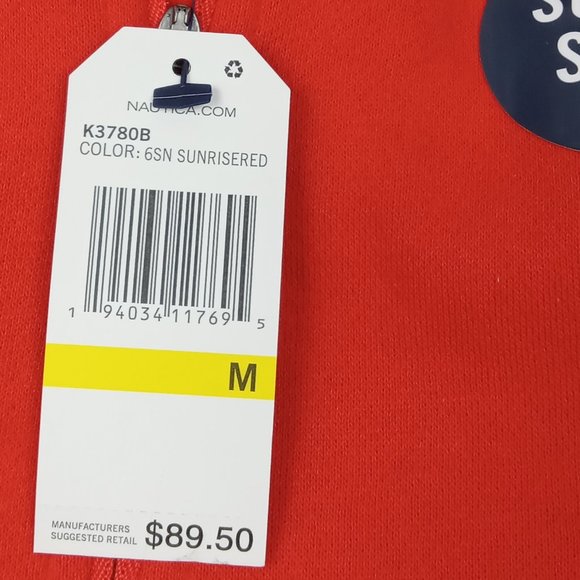 Nautica 1/4 Zip Front Fleece Sweater Sunrise Red Size Medium NWT - Picture 8 of 9